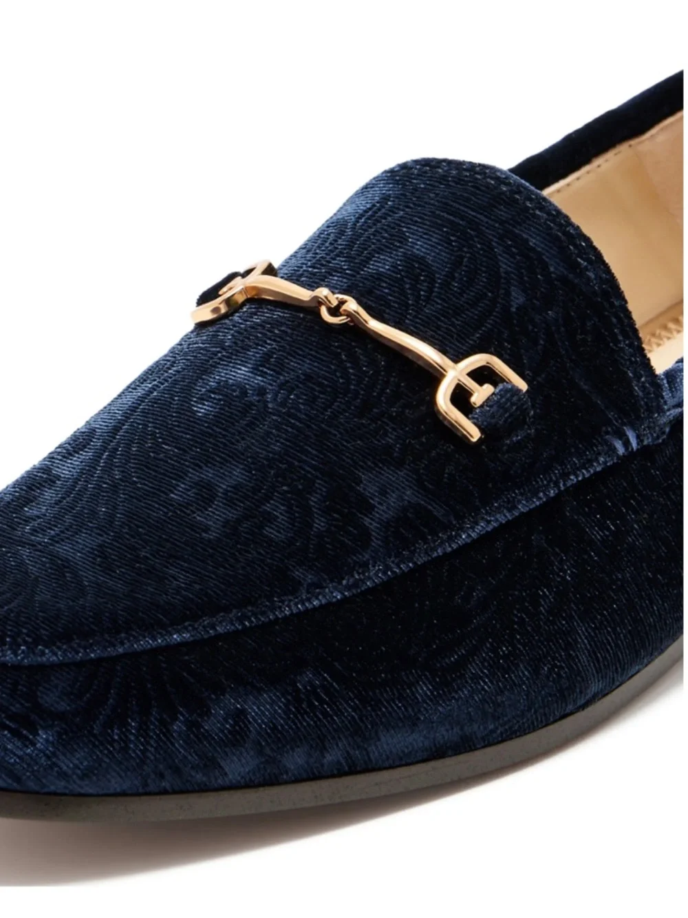 Sam Edelman Loraine Floral Navy Loafers Velvet with Gold Bit Size 7 NWTS - Picture 3 of 8